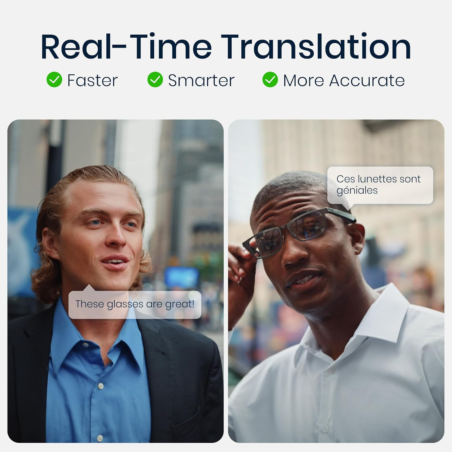 Smart AI Glasses for Men & Women,Titanium Frame,Real-Time Translation, Meeting R