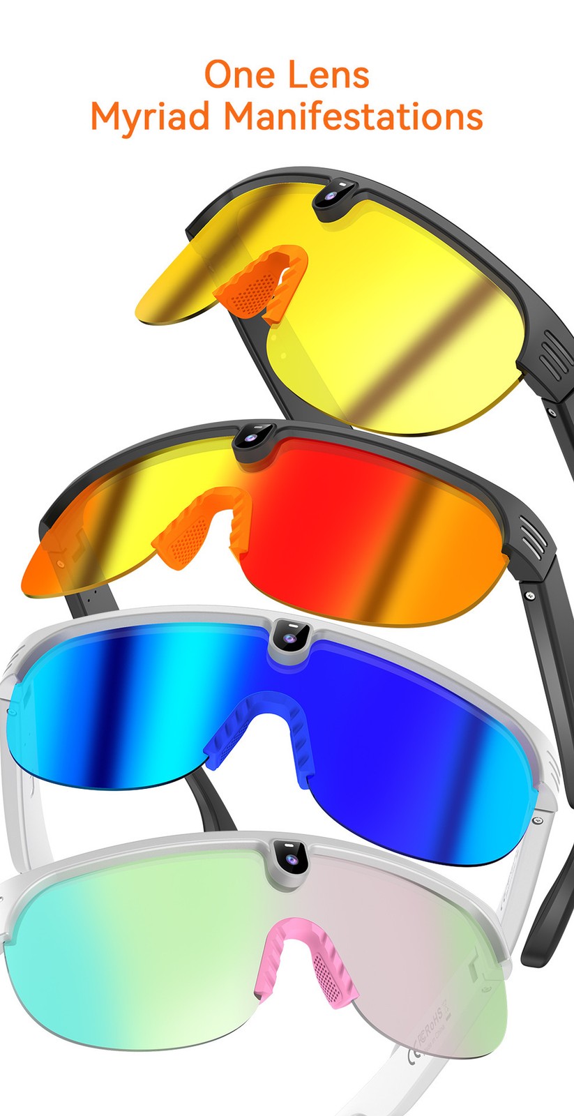 Smart AI Camera Glasses Video Recording Bluetooth 5.3 UV Protection for Sport