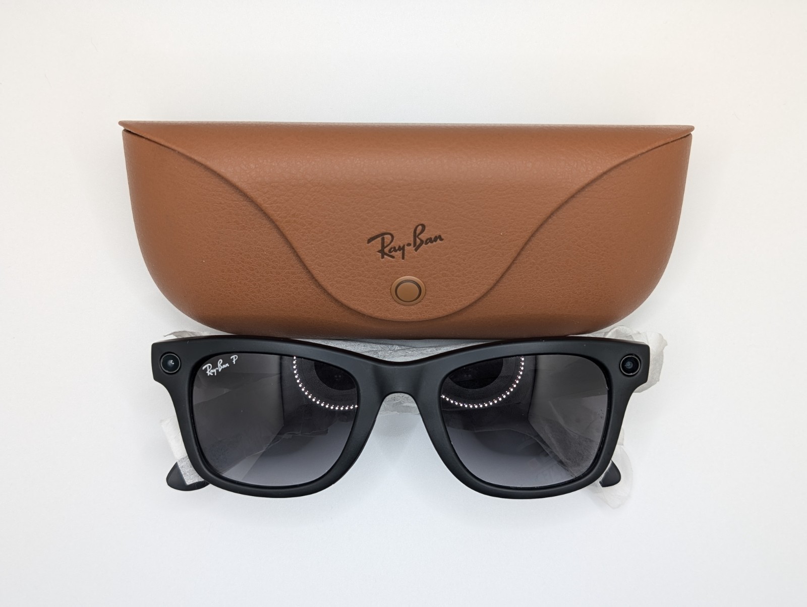 NEW-Meta Ray Ban-Wayfarer Sunglasses-Matte Black-Graphite Polarized – No box