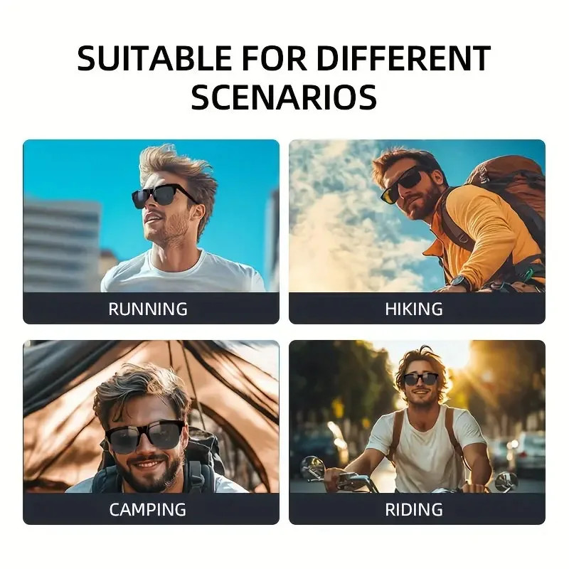 Smart Glasses AI Translation Bluetooth Call Music Headphones Outdoor Sunglasses