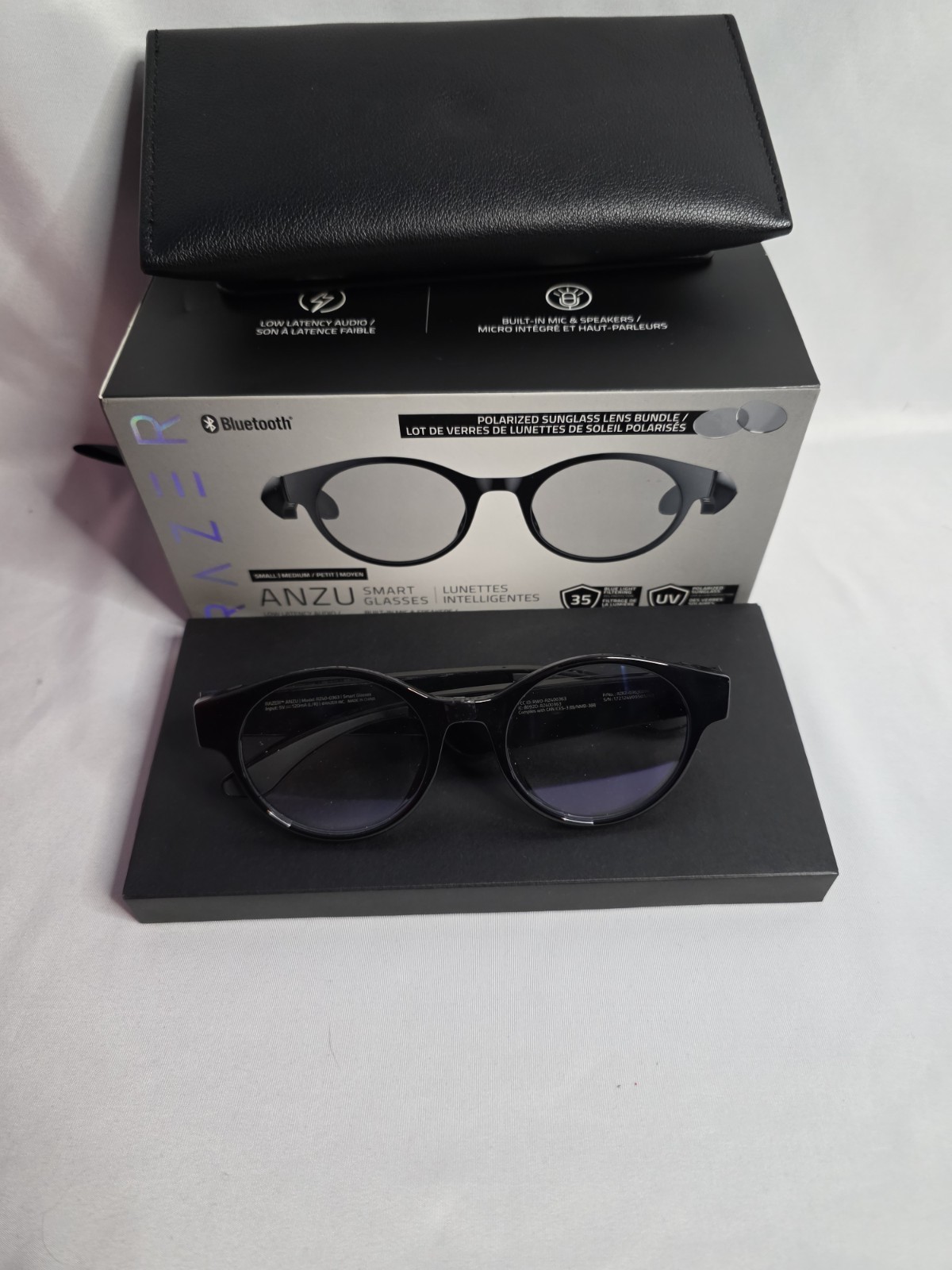 Razer Anzu Round Small Bluetooth Smart Glasses W/Polarized Lenses Bundle