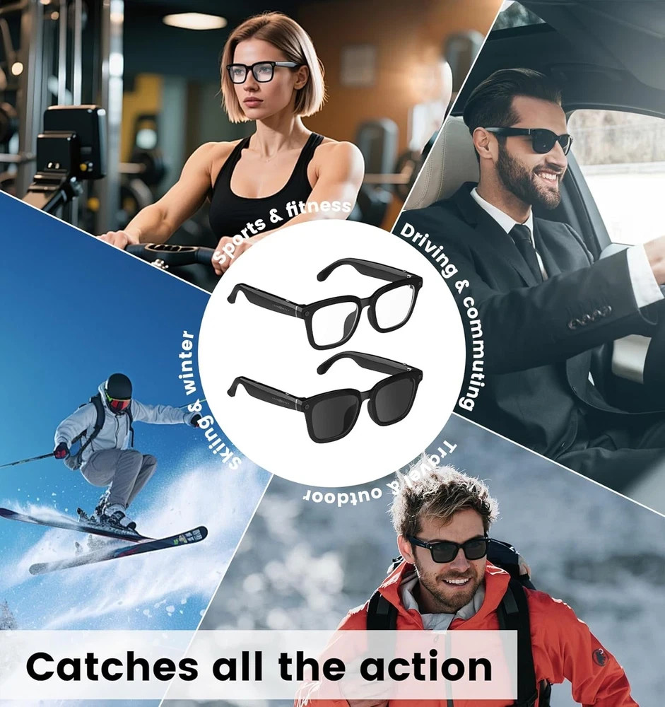 AI Smart Camera Glasses 1080P HD – Bluetooth Video Recording Glasses with Voice