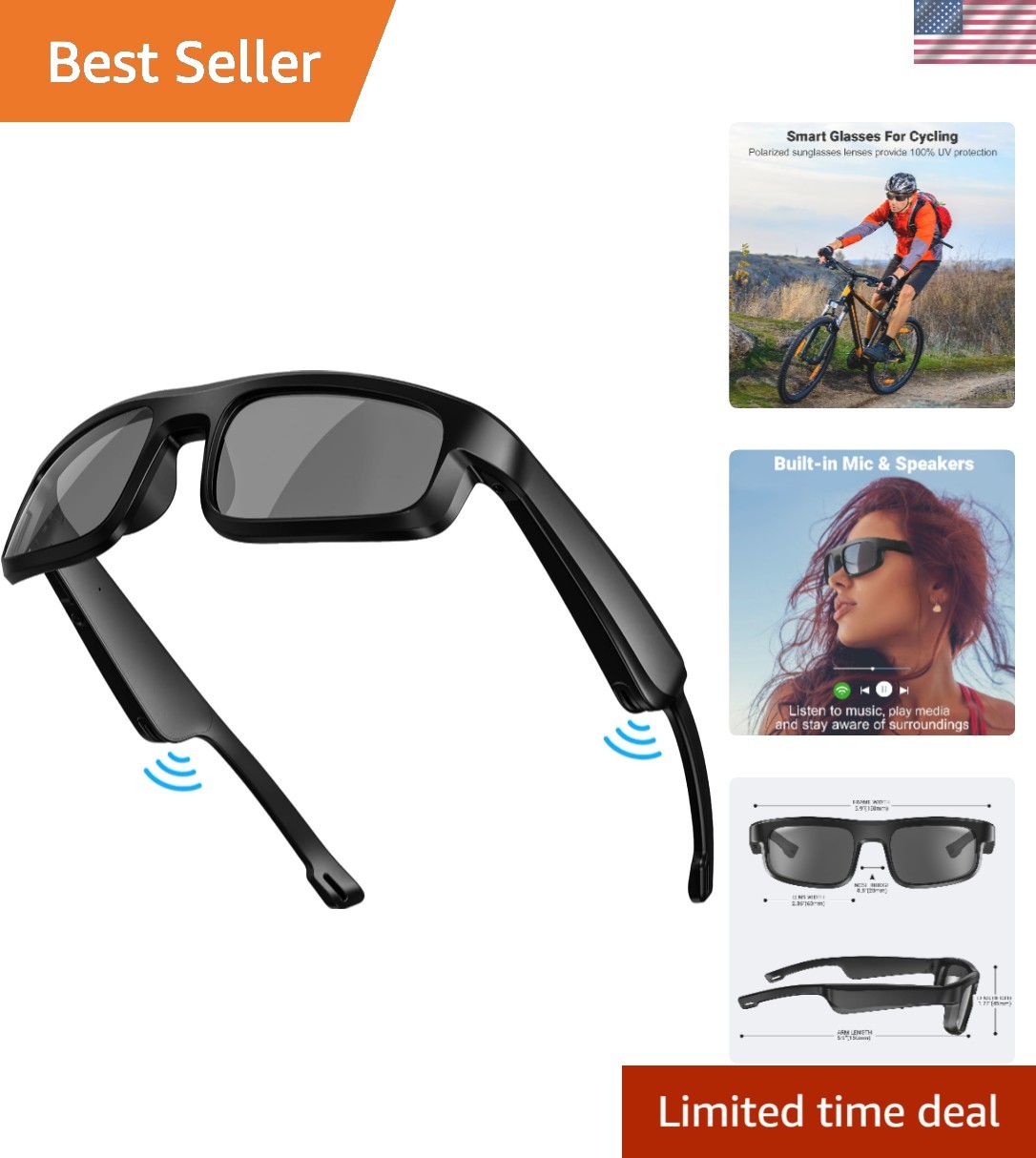 Stylish M8 Pro Smart Sunglasses: Bluetooth, UV400 Protection & Built-in Speakers