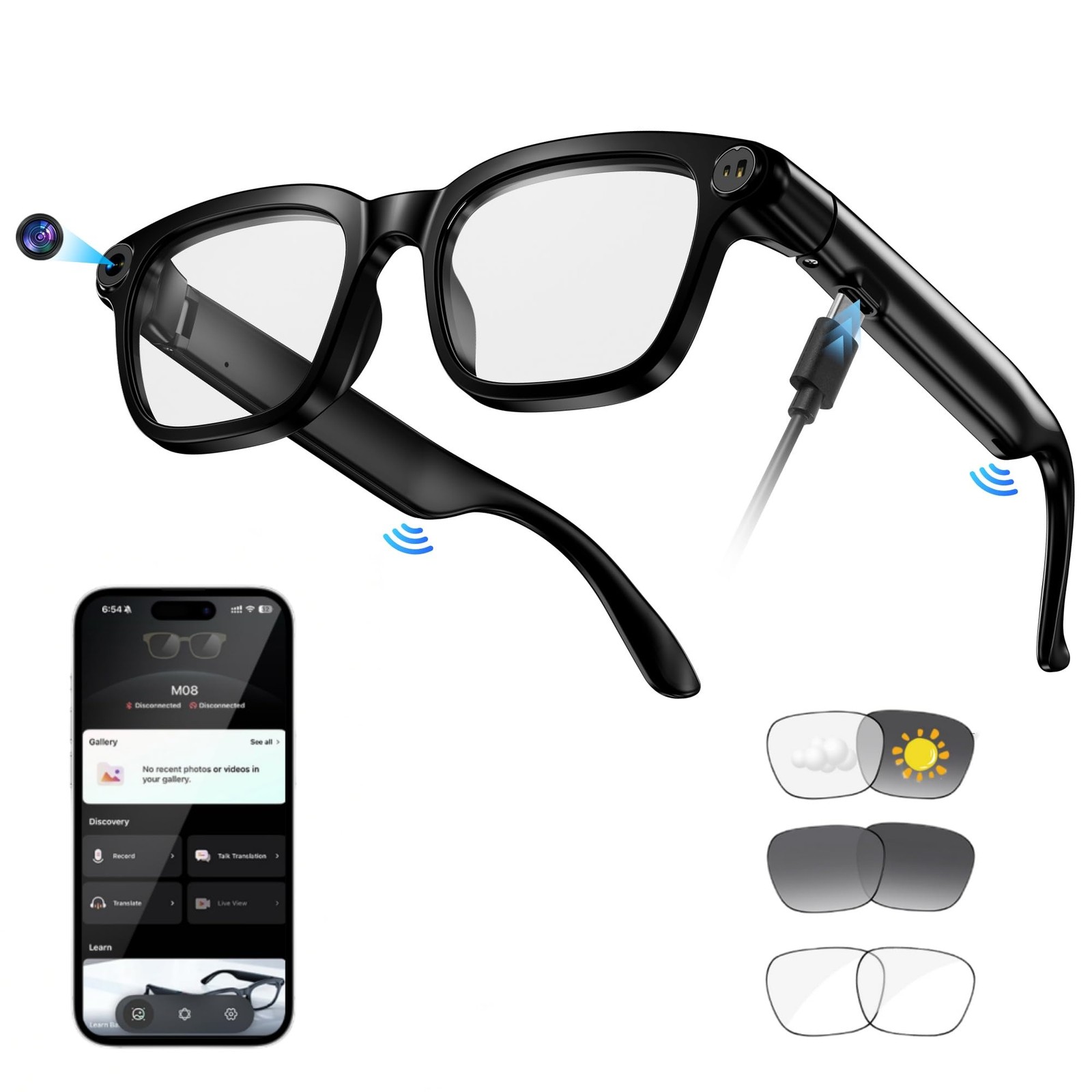 AI Smart Glasses with Camera, 8MP HD Camera Glasses for Women Men, Video Reco…