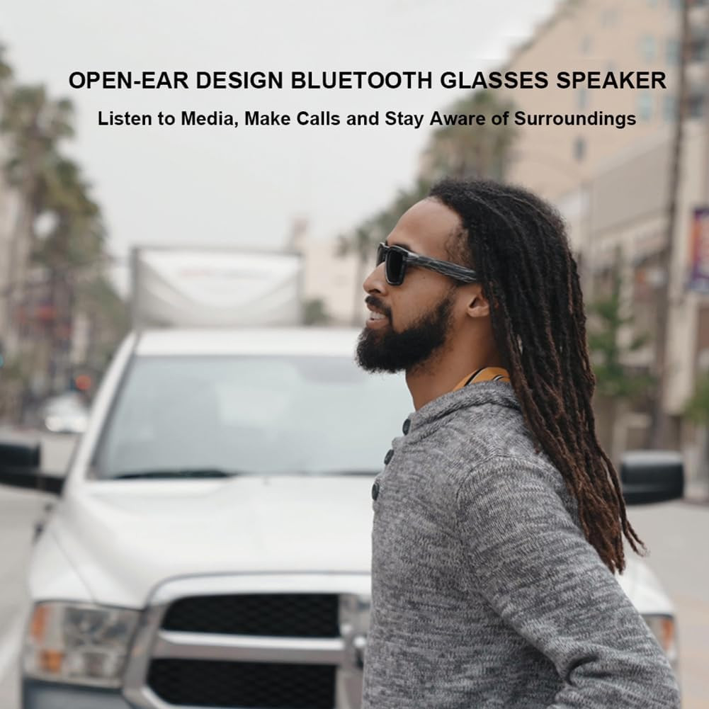 Oho Sunshine Bluetooth Audio Sunglasses, Lightweight Open Ear Sport Glasses, 10H