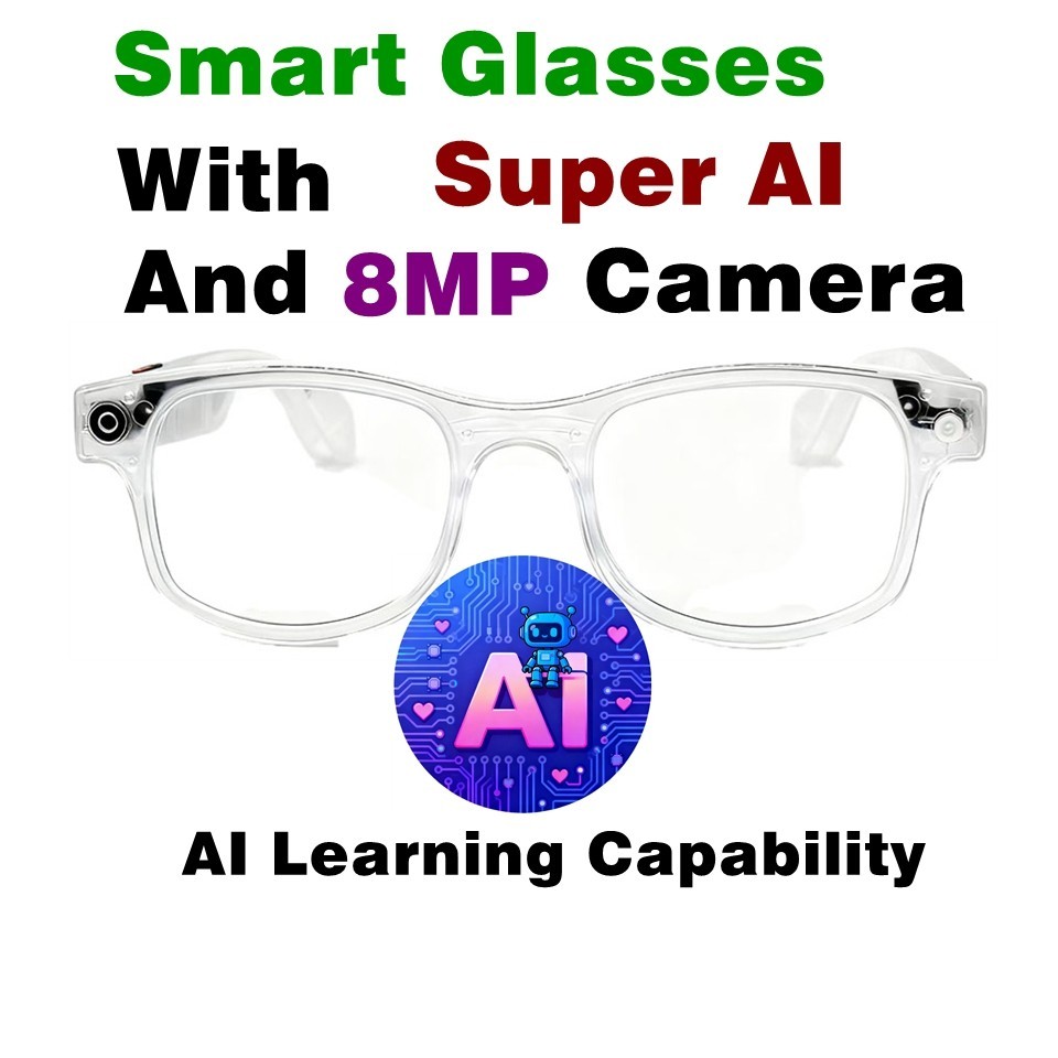 Smart Glasses AI Voice Assistant Camera Glasses Open Ear Sound Mic & Speakers