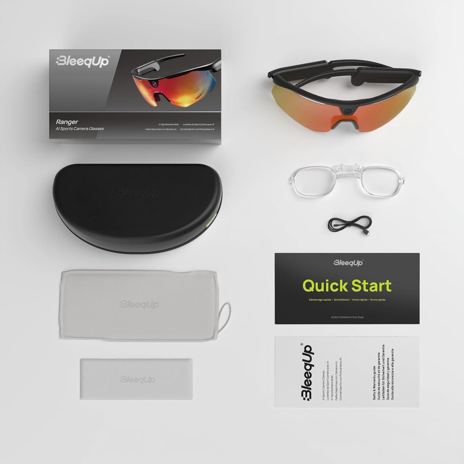 Bleequp Ranger AI Smart Glasses with Camera Sports Goggles UV 400 Protection