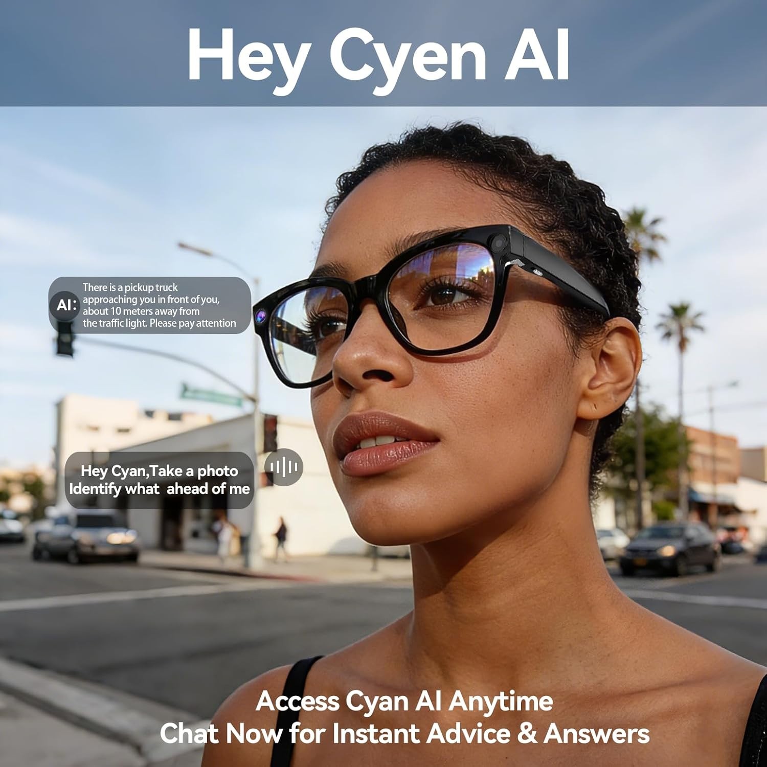 Bluetooth Smart Glasses with AI Assistant & Detachable Lenses for Versatile Use