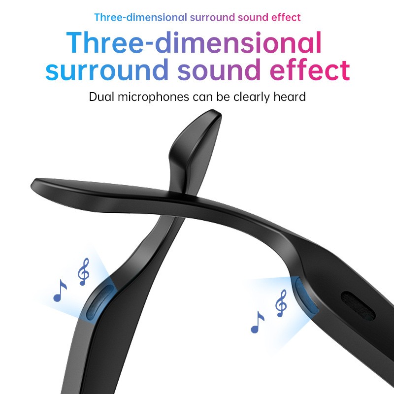 Bluetooth Audio Smart Glasses, Blue Light Glasses for Women Men, GS07-Black