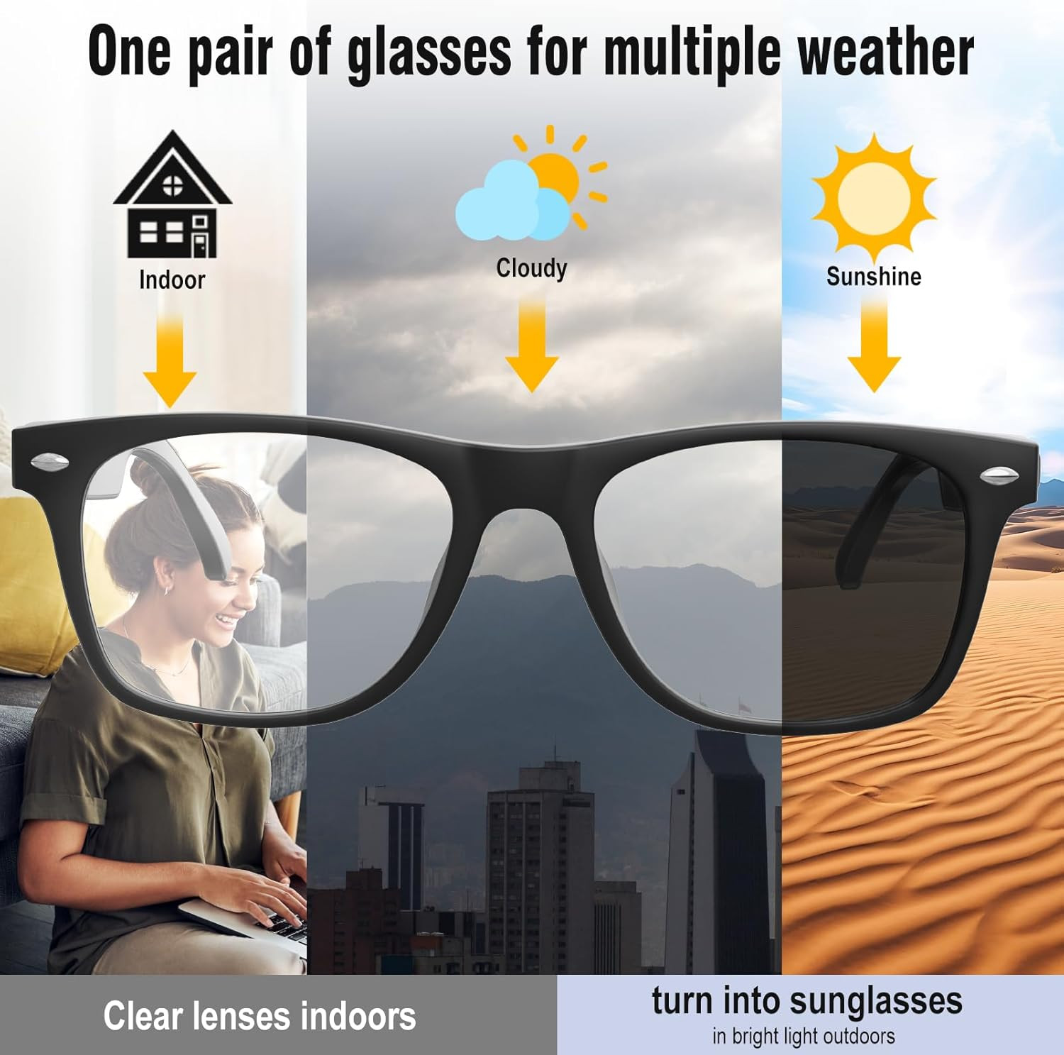 AI Smart Glasses for Men & Women with ChatGPT, Bluetooth Glasses with 165 Langua