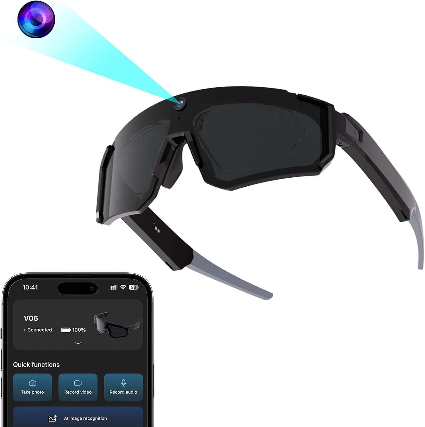 2026 AI Smart Glasses with Camera 4K – Polarized Sunglasses with UV400 Lens, Cha