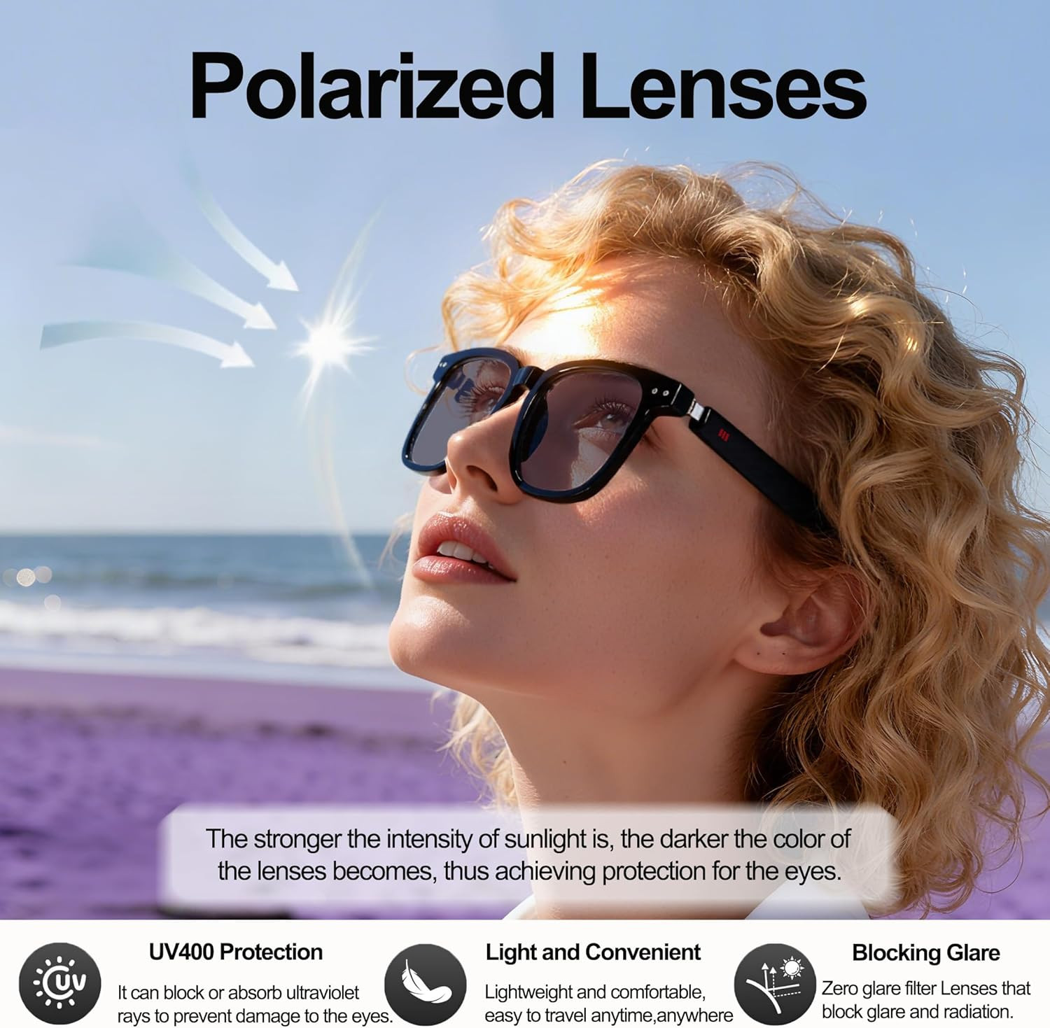 AI Translation Glasses Bluetooth, 140+ Languages Smart Audio Glasses
