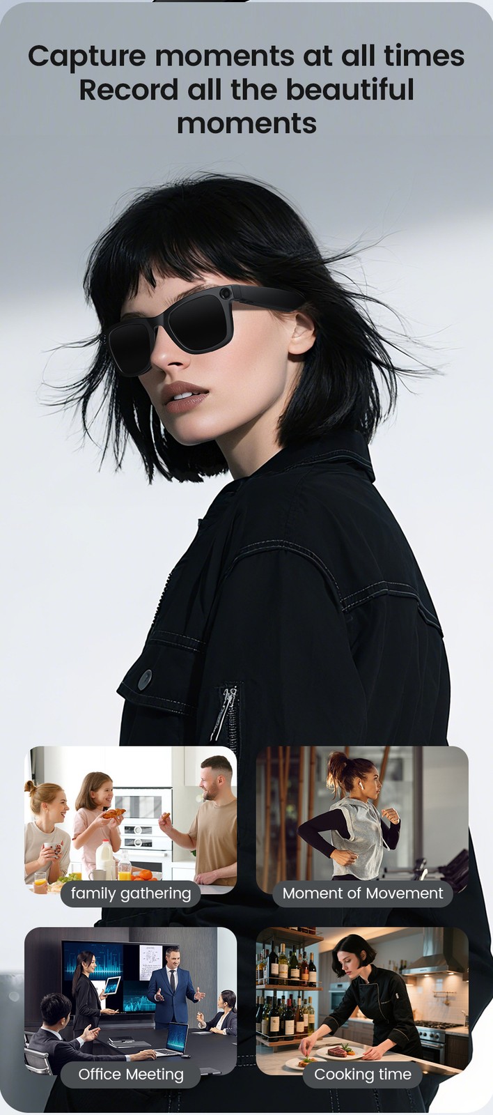 E03 AI Smart Glasses Shooting Glasses Anti-shake Voice Translation Recognition