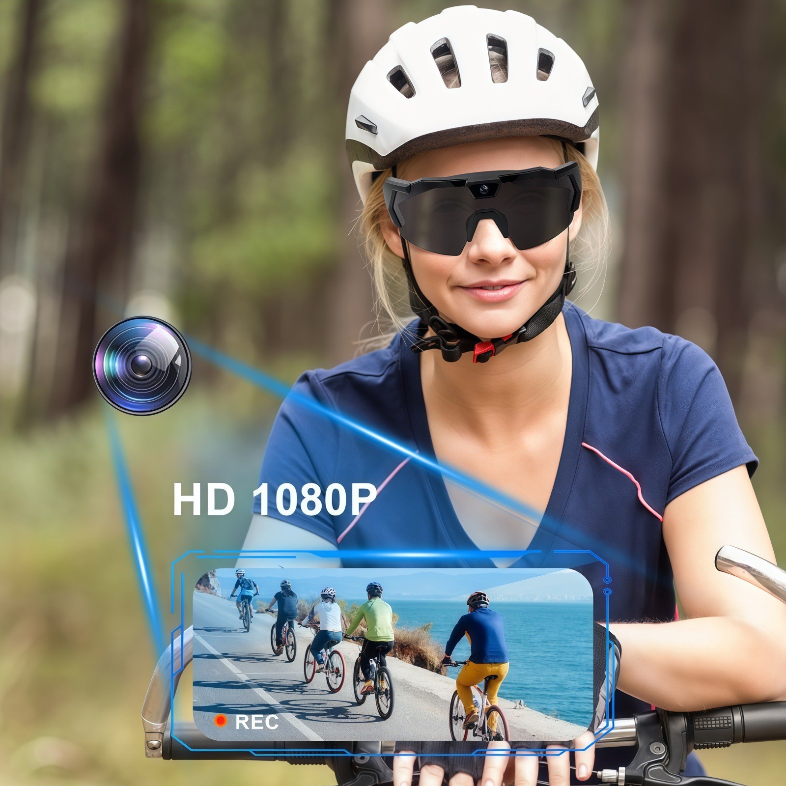 1080P HD Camera Sunglasses Polarized Lens Hands-Free Video Recorder for Sports