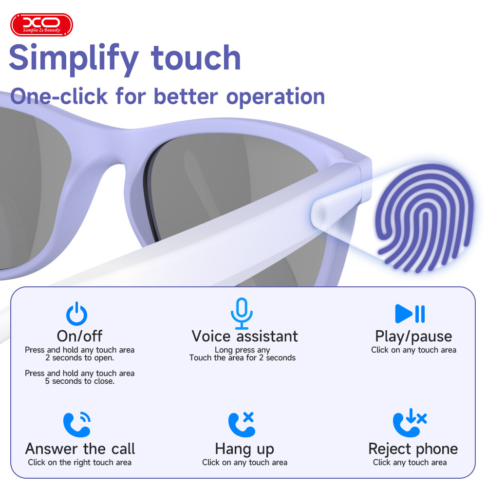 XO Girl Smart Glasses Bluetooth Call & Audio Outdoor Sunglasses Voice Assistant