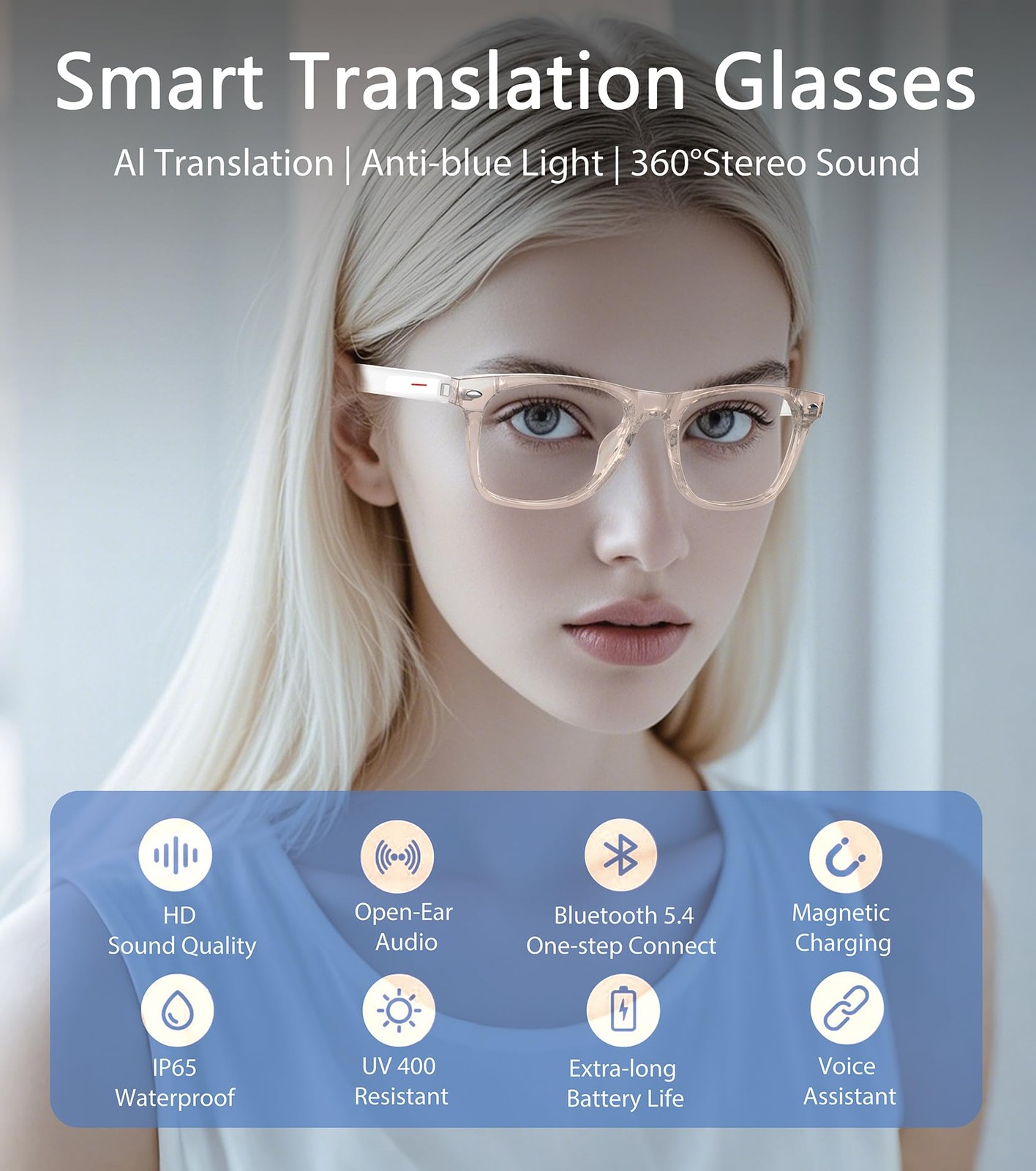 AI Smart Glasses, Multifunctional Bluetooth Sunglasses for Men & Women, 116 L…