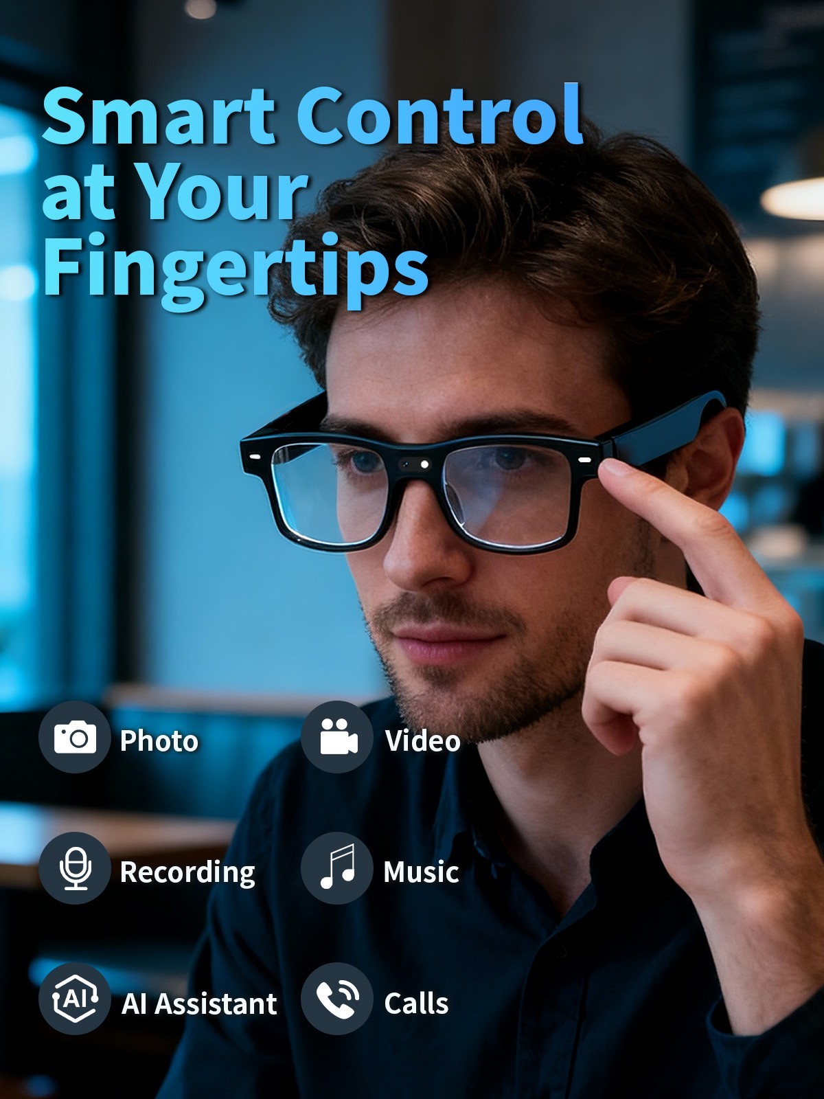 AI Smart Glasses with Camera&Video Bluetooth Translation Glasses for Work Sport