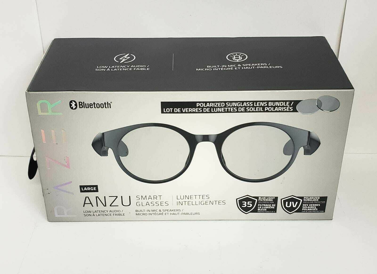 NOB RAZER ANZU Smart Glasses LARGE Round Frame Bundle w/ Blue Light Filter