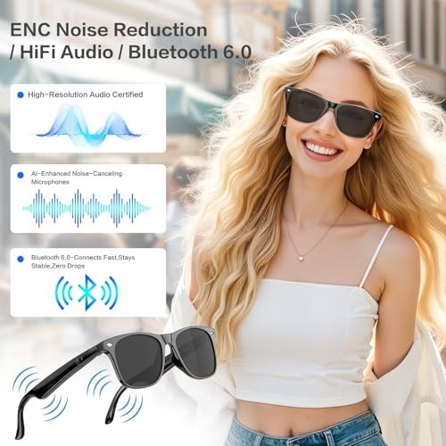 AI Smart Glasses for Men & Women, Real-Time Translation 164 Languages, 50H Batte