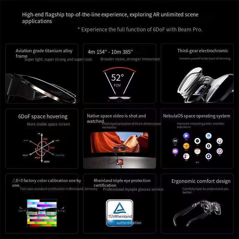 XREAL One Air 2 Pro Ultra Smart AR Glasses 6DoF 52° Fov HUB Beam Pro Controller