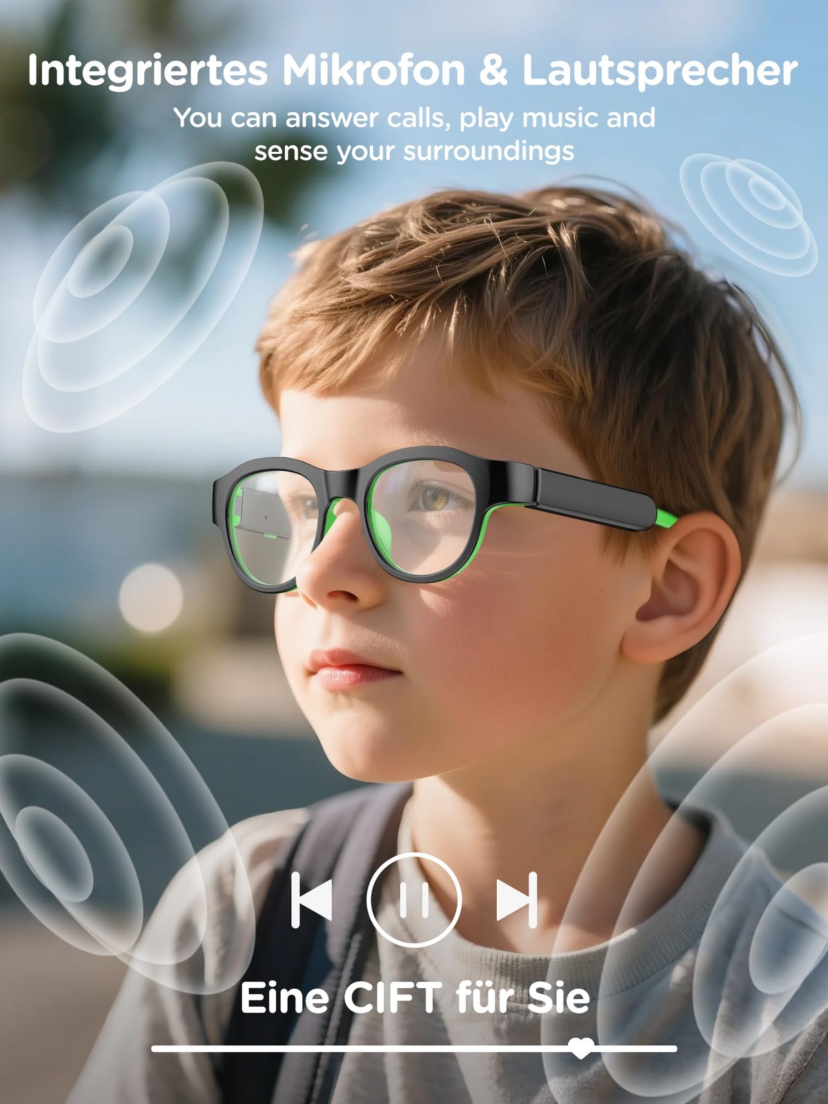 K01 Blue Light Blocking Glasses with Bluetooth, Open-Frame Directional Stereo…