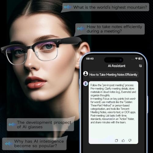 AI Smart Glasses with Camera,8MP HD Video Recording For Men W630 Camera glasses