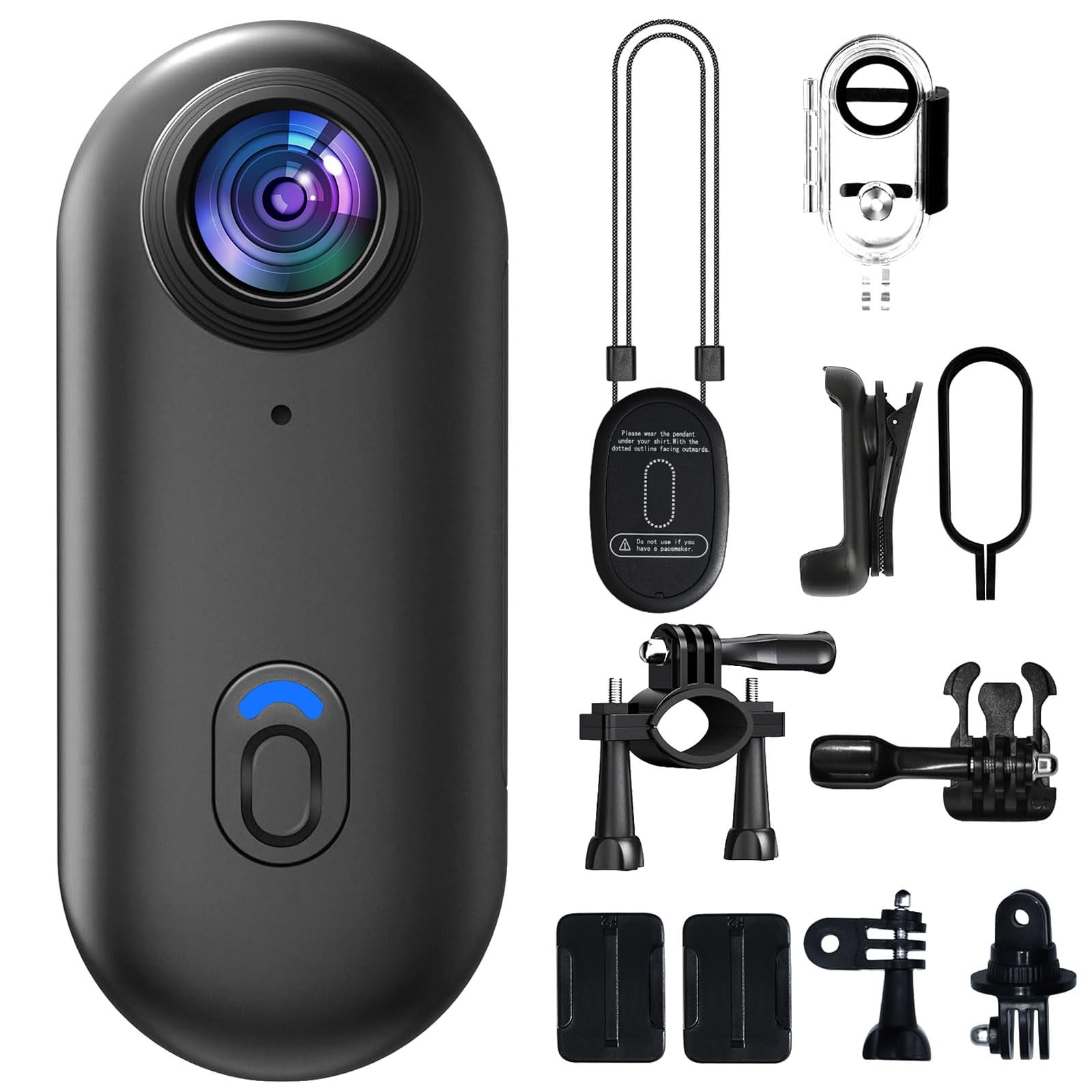 4K Mini Body Camera, 64GB Action Snap Cam, POV Snapcam, Thumb mini, Black
