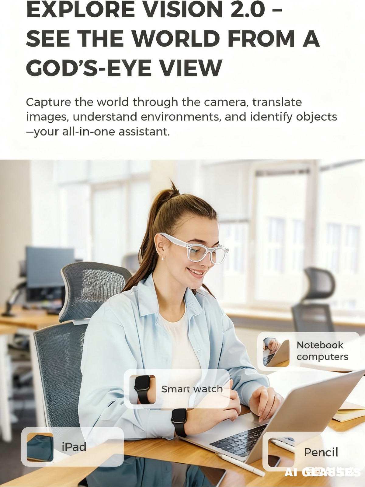 800W Pixel Camera Glasses Bluetooth Smart AI Glasses Micro Camera Photograp