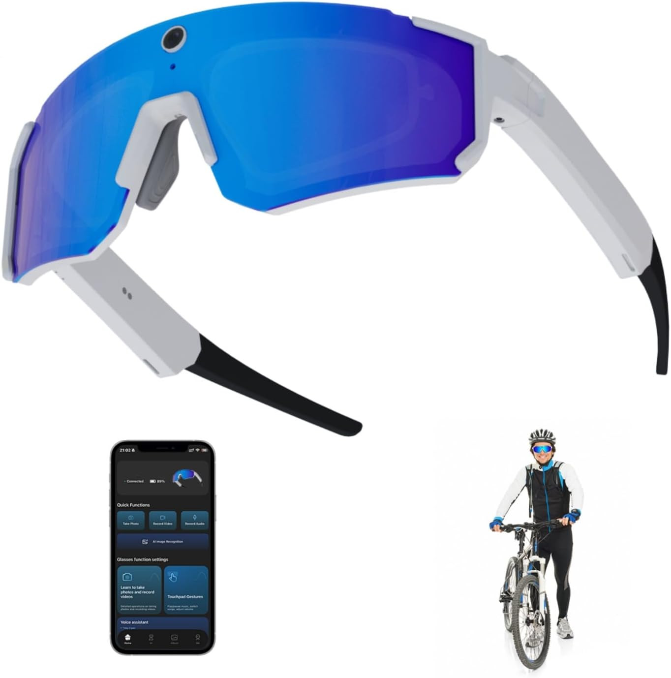 AI Smart Glasses with Camera 4K, 8MP HD Video Recording Glasses with Camera, Bui
