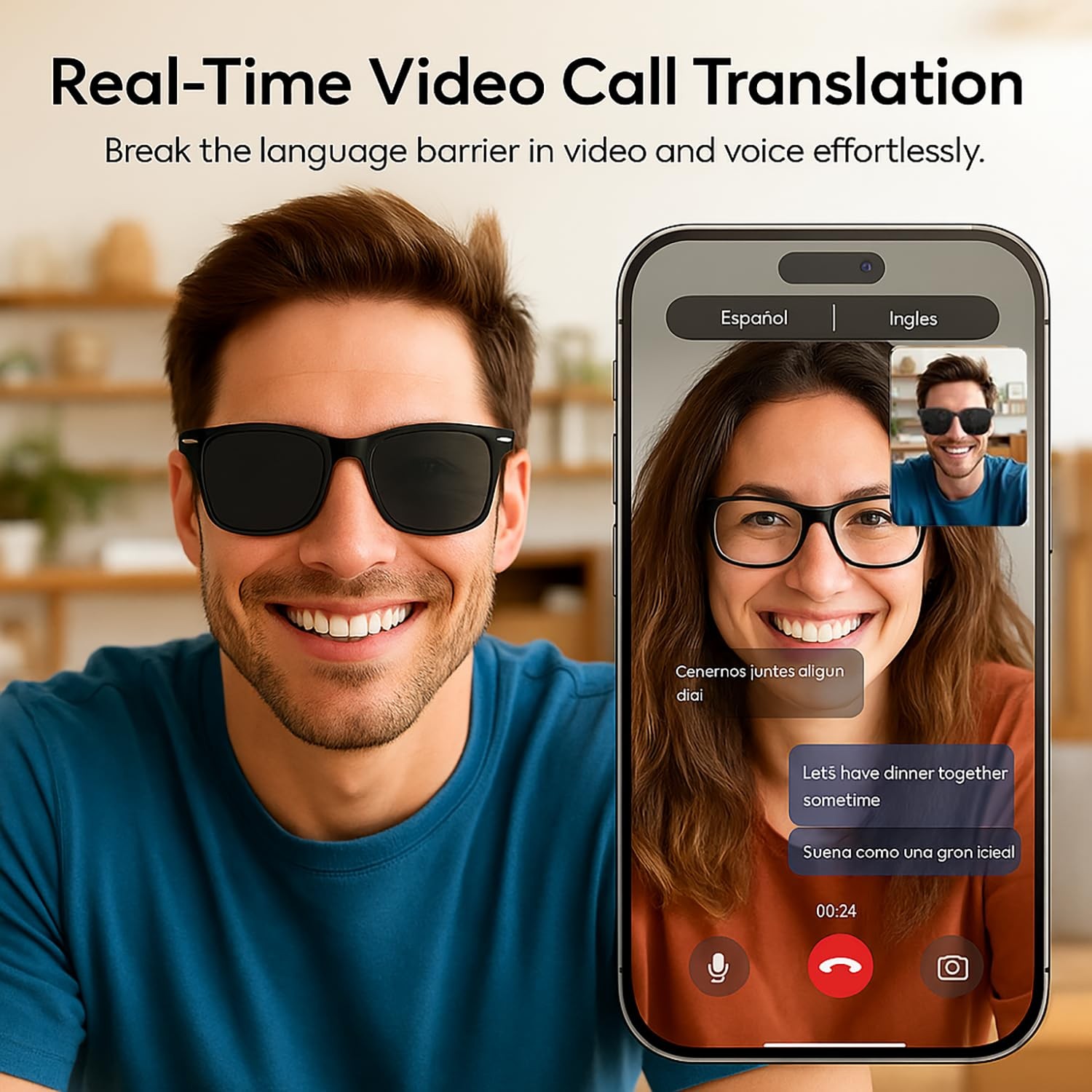 TOONEWABLE AI Smart Glasses Transparent Photochromic