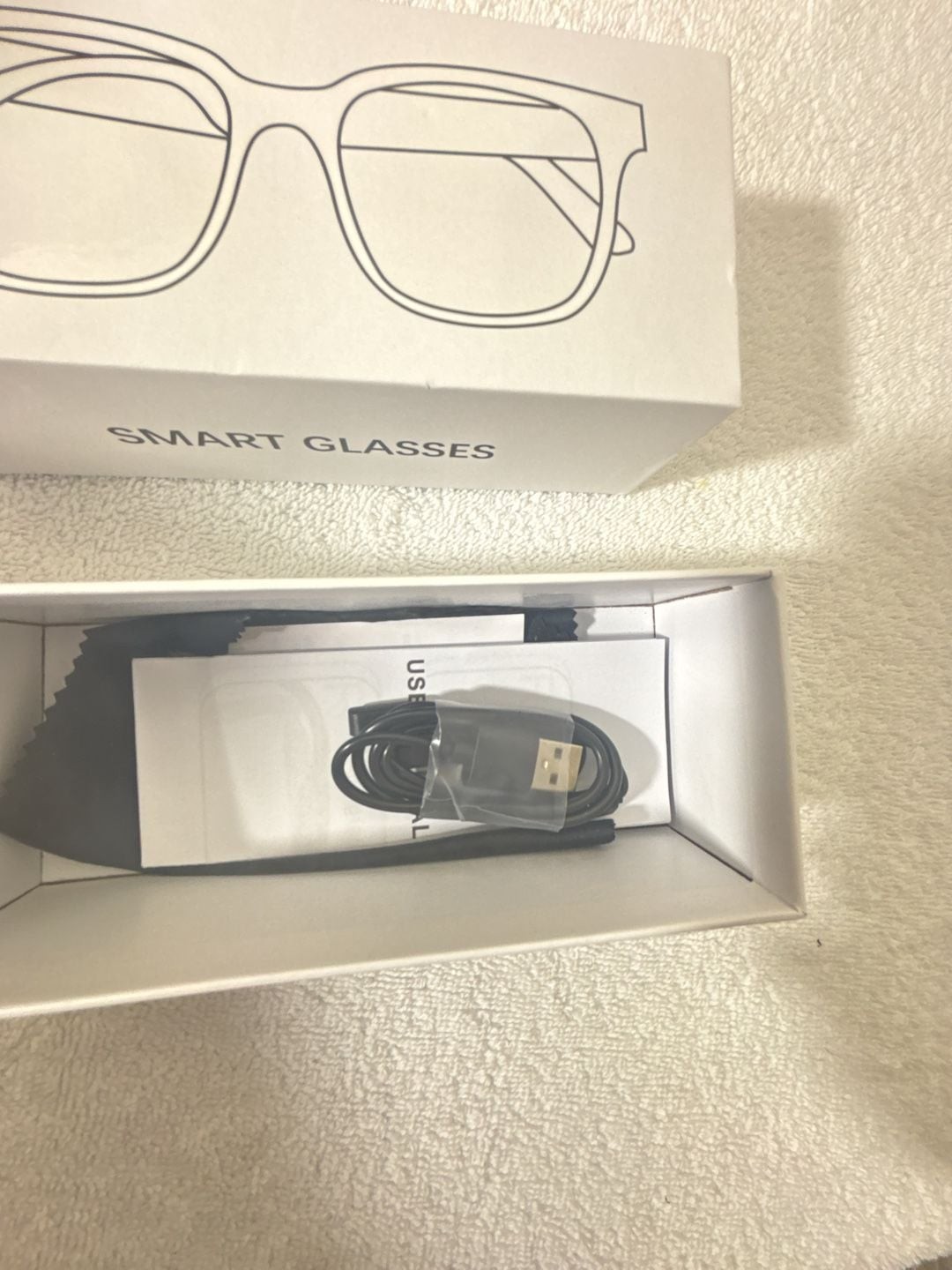 Generic Smart Glasses with Bluetooth Audio and Charging Cable