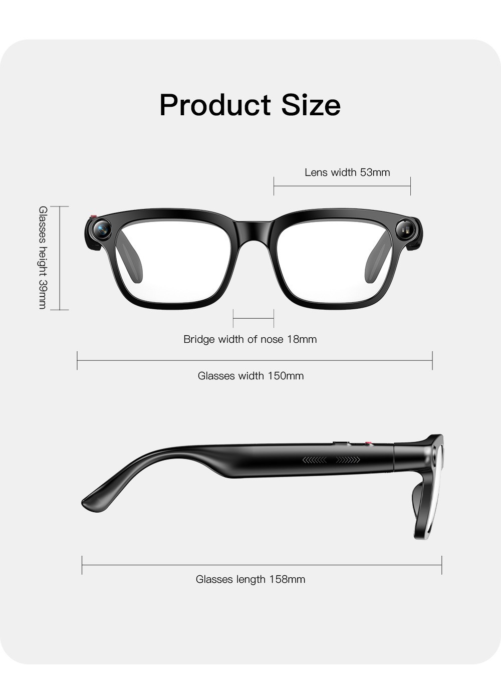 AI Smart Glasses 8MP Cam Real-Time Translator EIS Anti-Shake 3 Lenses