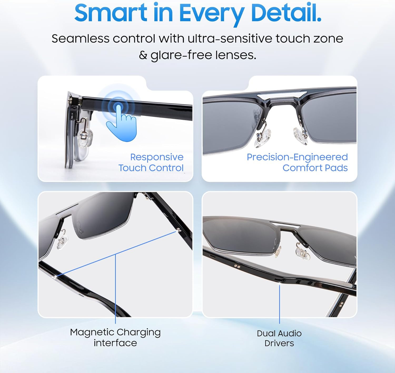 Gen 5 Smart Glasses, AI Glasses with Real-Time AI Interpreter – Open-Ear Bluetoo