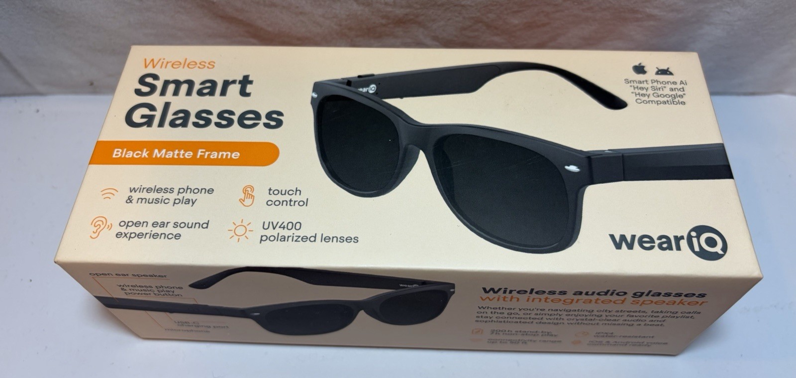 Wear IQ Wireless Smart Glasses Black Merge Frame Polarized New Factory Sealed