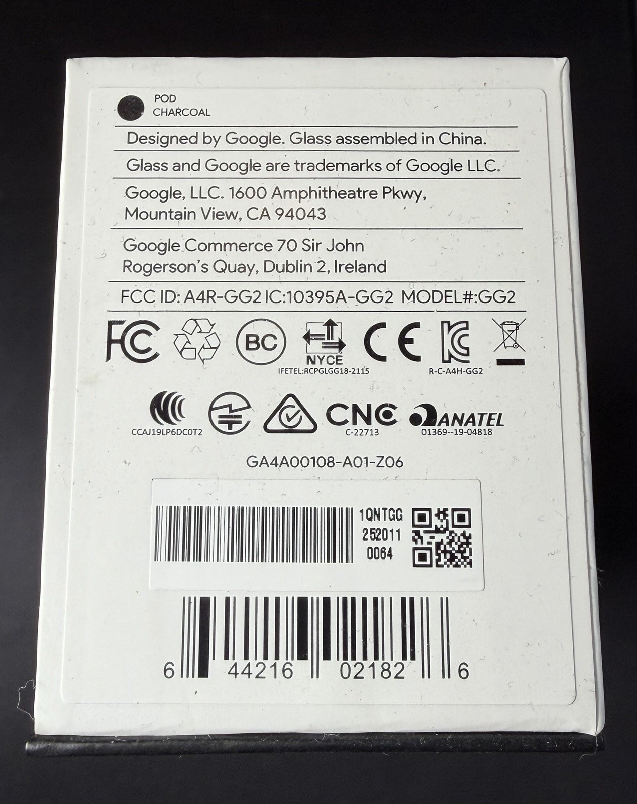 Google Glass Enterprise Edition 2 Charcoal POD Developer UnitNew Sealed Box GG2