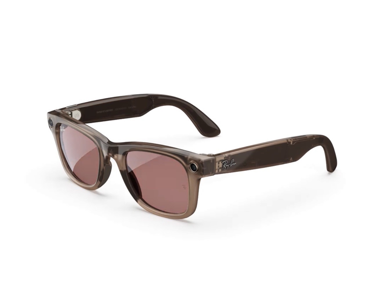 Transparent Ray Ban Meta Smartglasses Warm Stone Transition Watermelon Red LARGE