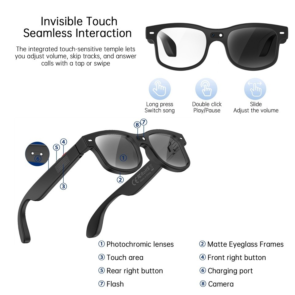 AI smart glasses with video recording and camera and Image and video translate