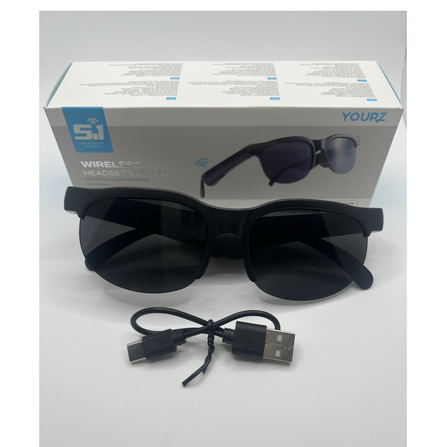 YOURZ YJ01 Wireless Headset Glasses Bluetooth 5.1 Audio Sunglasses USB