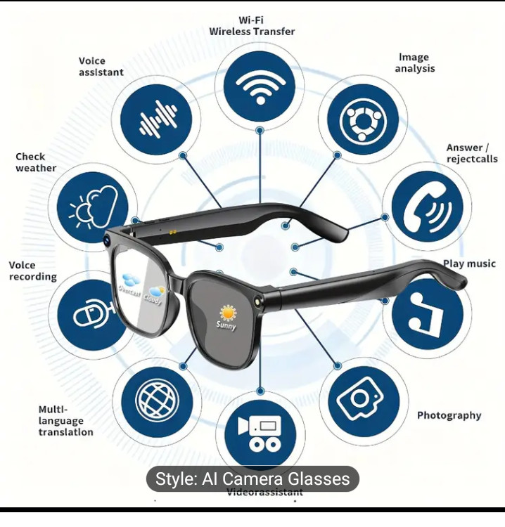 2026 AI Smart Glasses with Camera,8Mp HD Video Recording Camera Glasses,Voice Co