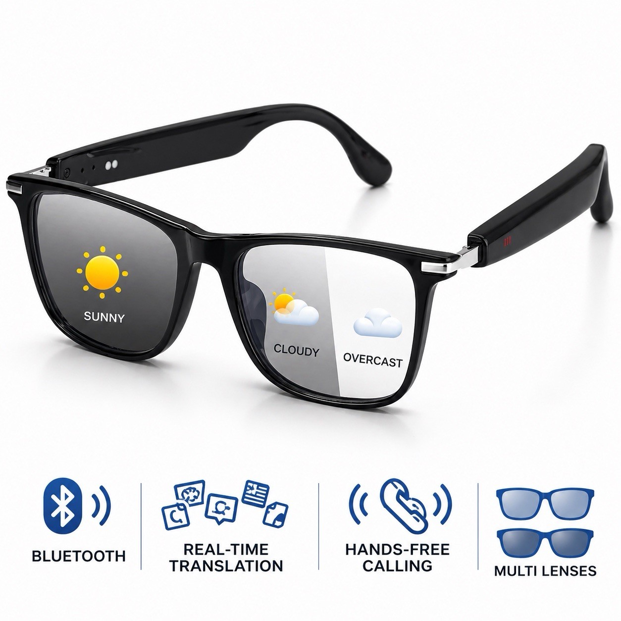 Bluetooth Smart Glasses AI Translator Glasses Real Time Translation Calls