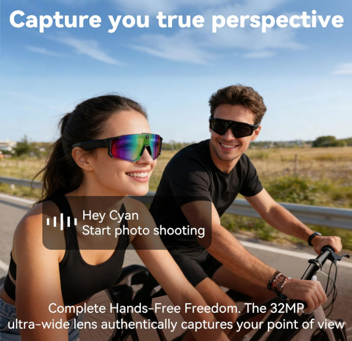 AI Smart Glasses 8MP 4K Video Camera Sunglasses Wi-Fi Transfer Audio Record Smar
