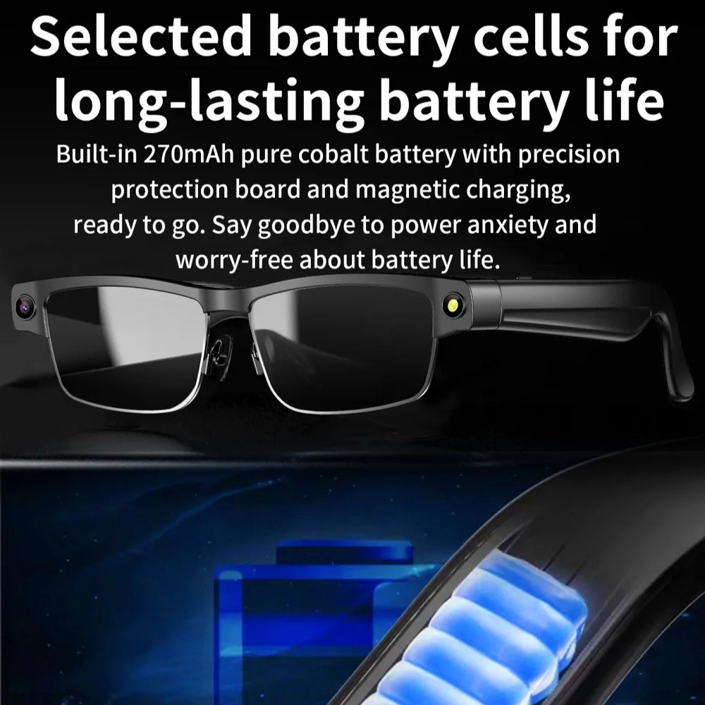 2026 4K Smart Glasses Video Recording Open-Ear Headset AI Translation Sunglasses