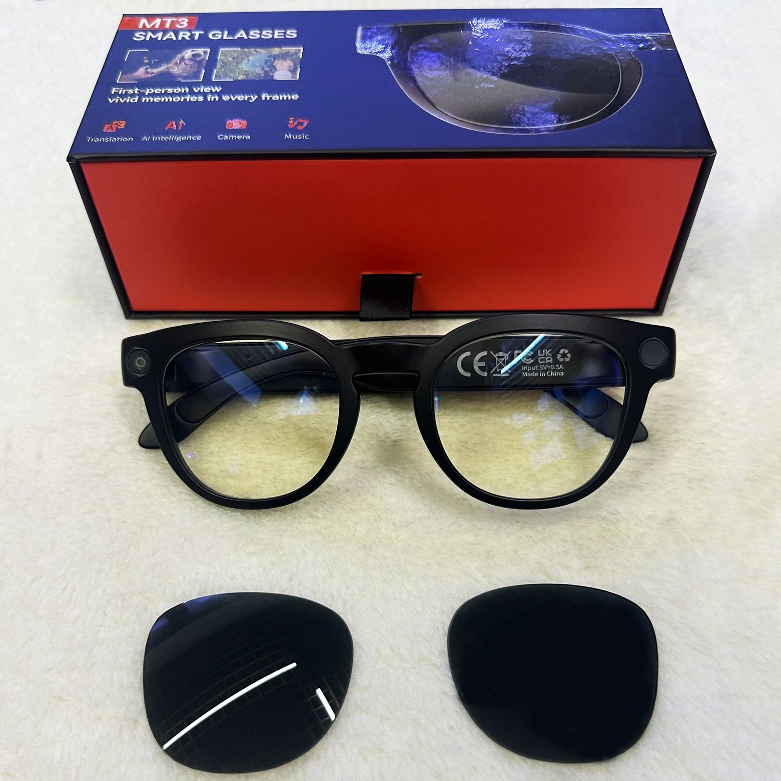 Smart Ai Glasses 800W Pixel Camera Video Recording Open-Ear Headset Sunglasses
