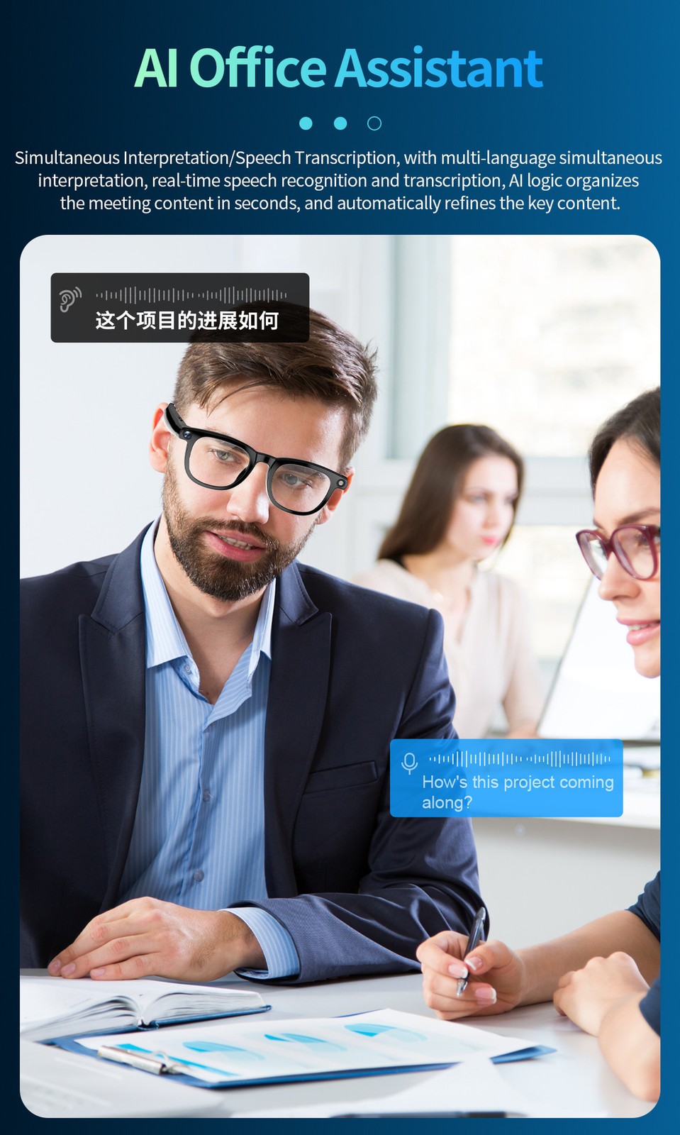 CY01 AI Smart Glasses Camera / Photo / Video Recording/ AI Translation Bluetooth