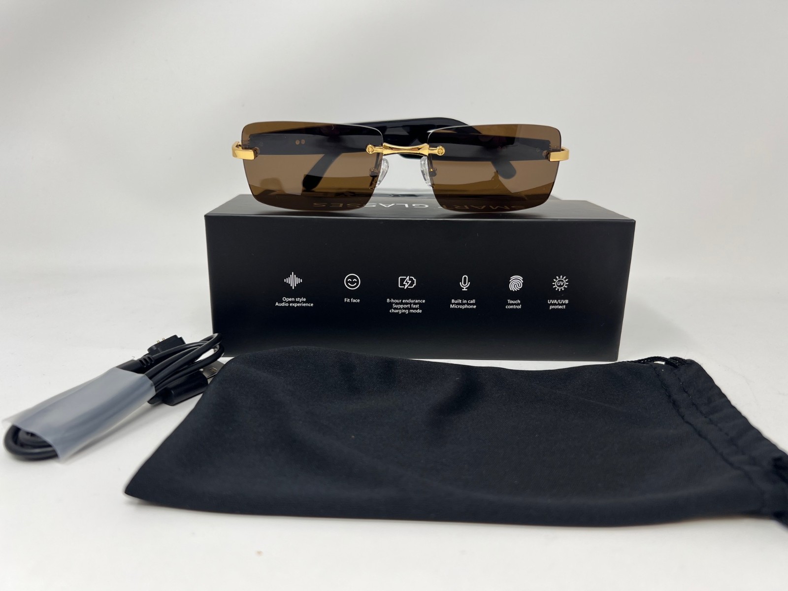 Smart Sunglasses, Bluetooth Audio Glasses Remote Photography-Tawny color