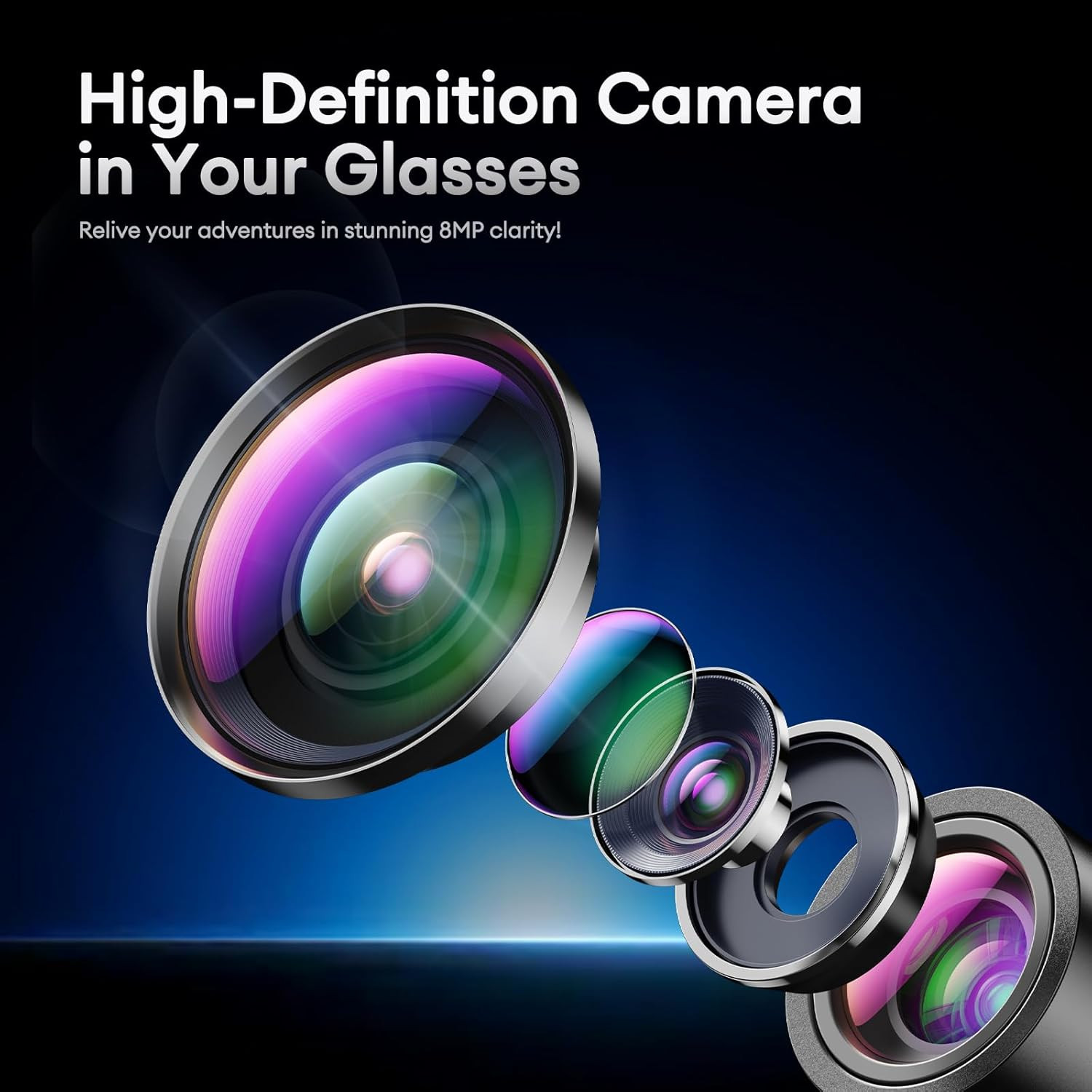 1080P HD AI Smart Camera Glasses, 8MP Camera Bluetooth 5.4 Recording Glasses, Du