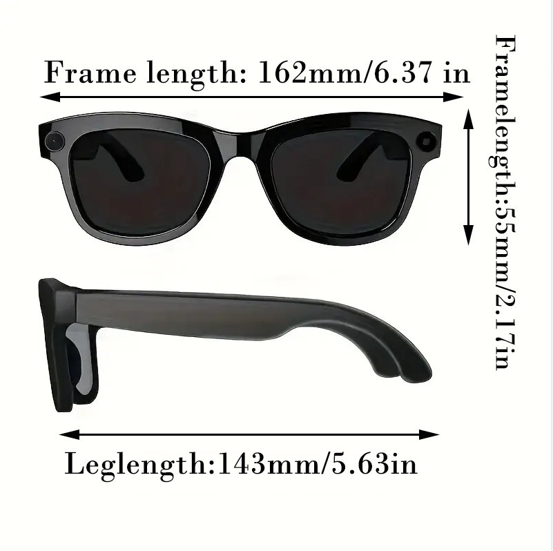 Smart AI Camera Glasses with HD Video Recording, Built-in Speakers, Voice Assist