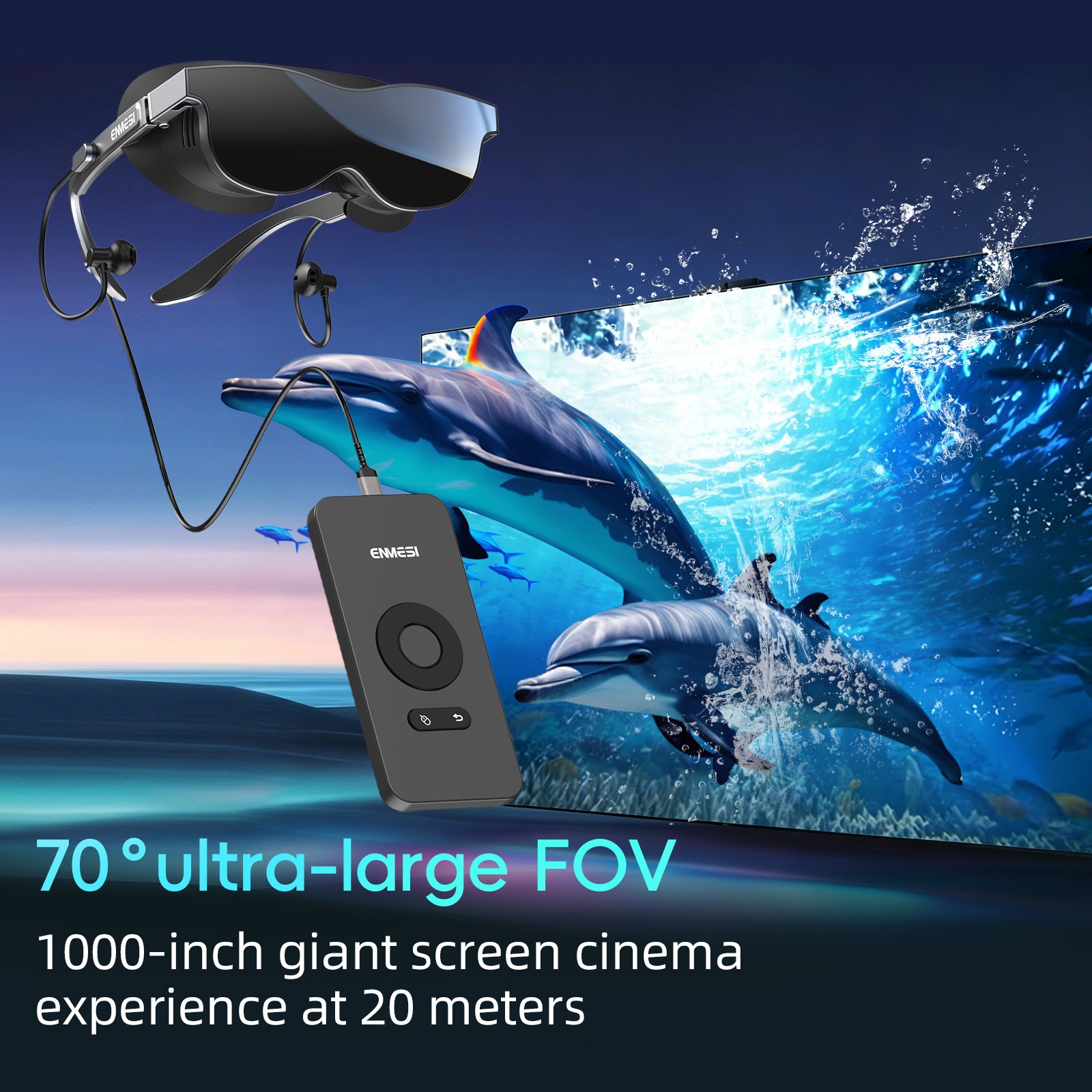 ENMESI V60 3D Smart Glasses 70° FOV 1080P HD Giant Screen Head Mounted Display ﻿