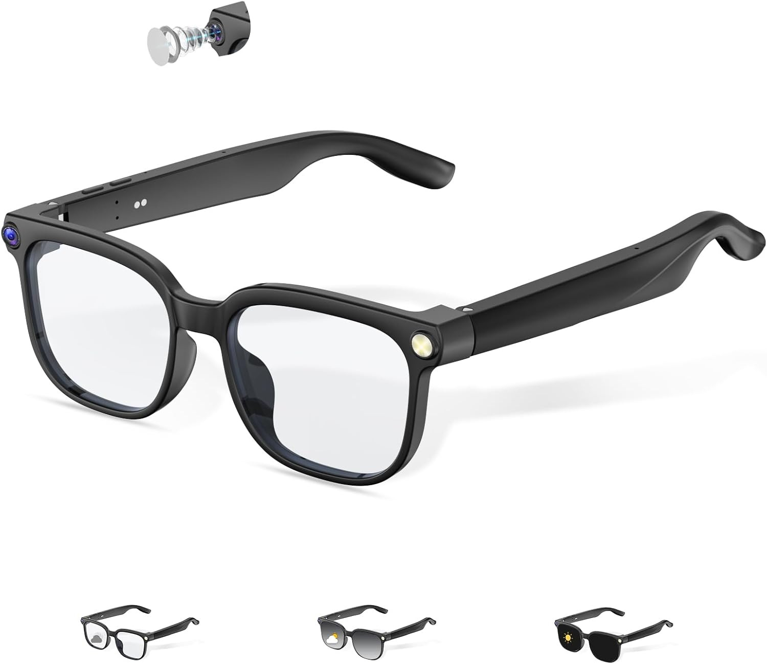 AI Smart Glasses, Bluetooth Glasses for Men, Women,8Mp Camera, Real-Time Chatgpt