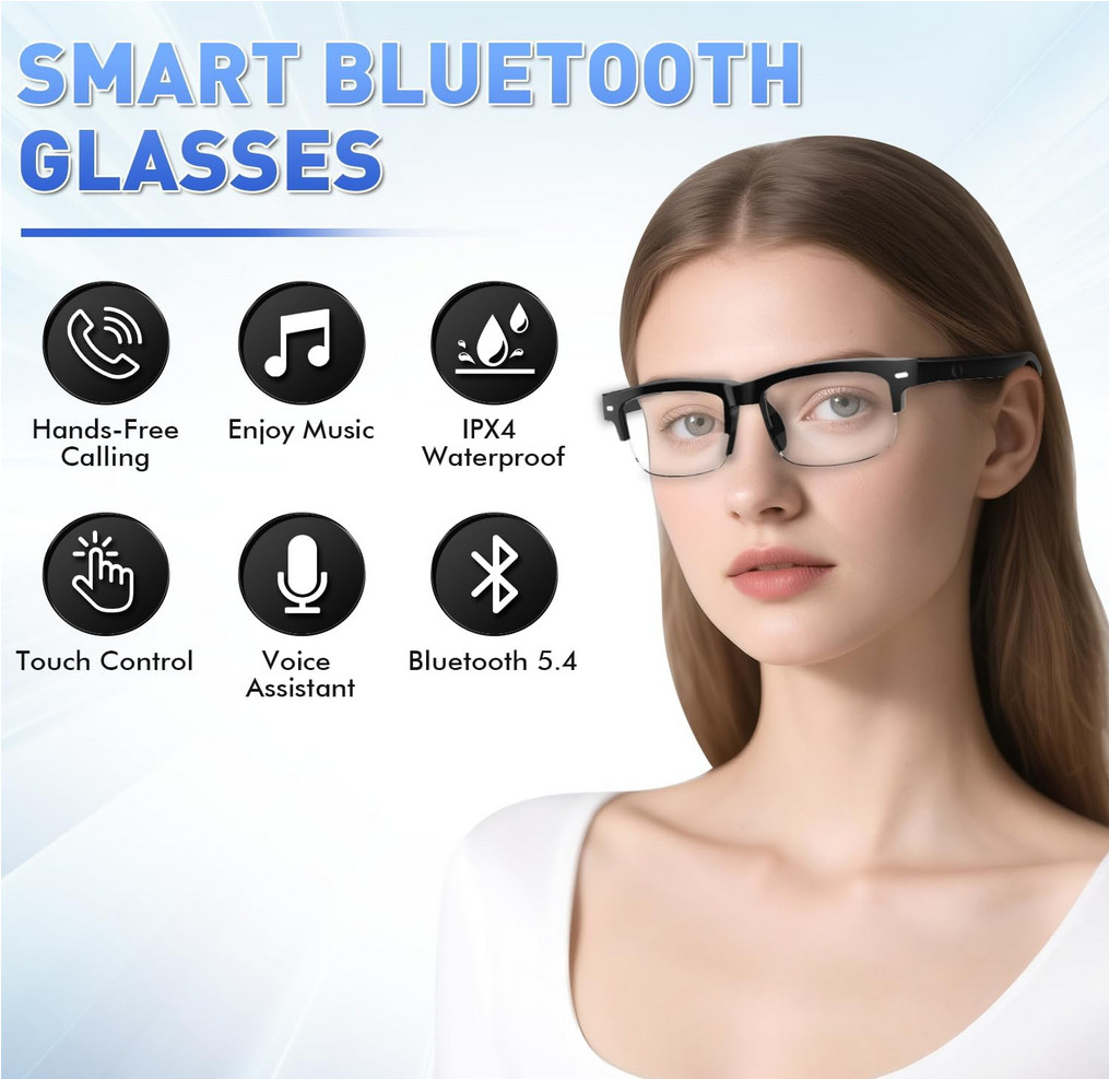 Smart Glasses, Open-Ear Sound Mic & Speakers, Smart Audio Photochromic Lenses